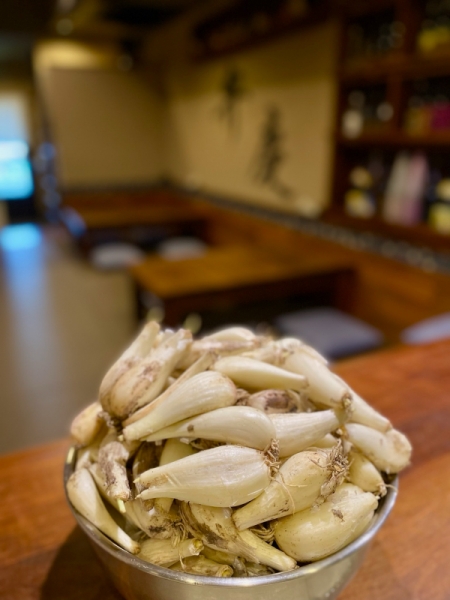 今年もらっきょうの甘酢漬けを仕込みました｜豊田市三河豊田 居酒屋「味のみ処 弁慶」